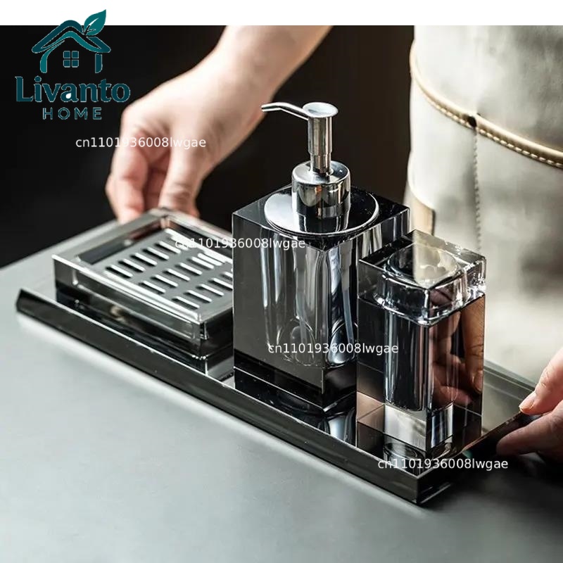 Glass Soap Dish - Crystal Glass Bathroom Accessories Set Lotion