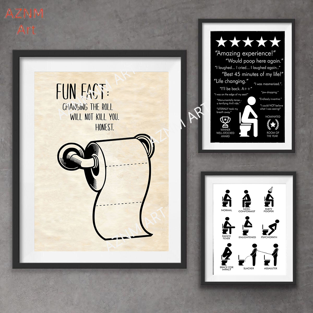 Home Bathroom Pictures - Wall Art Canvas Painting Funny Bathroom
