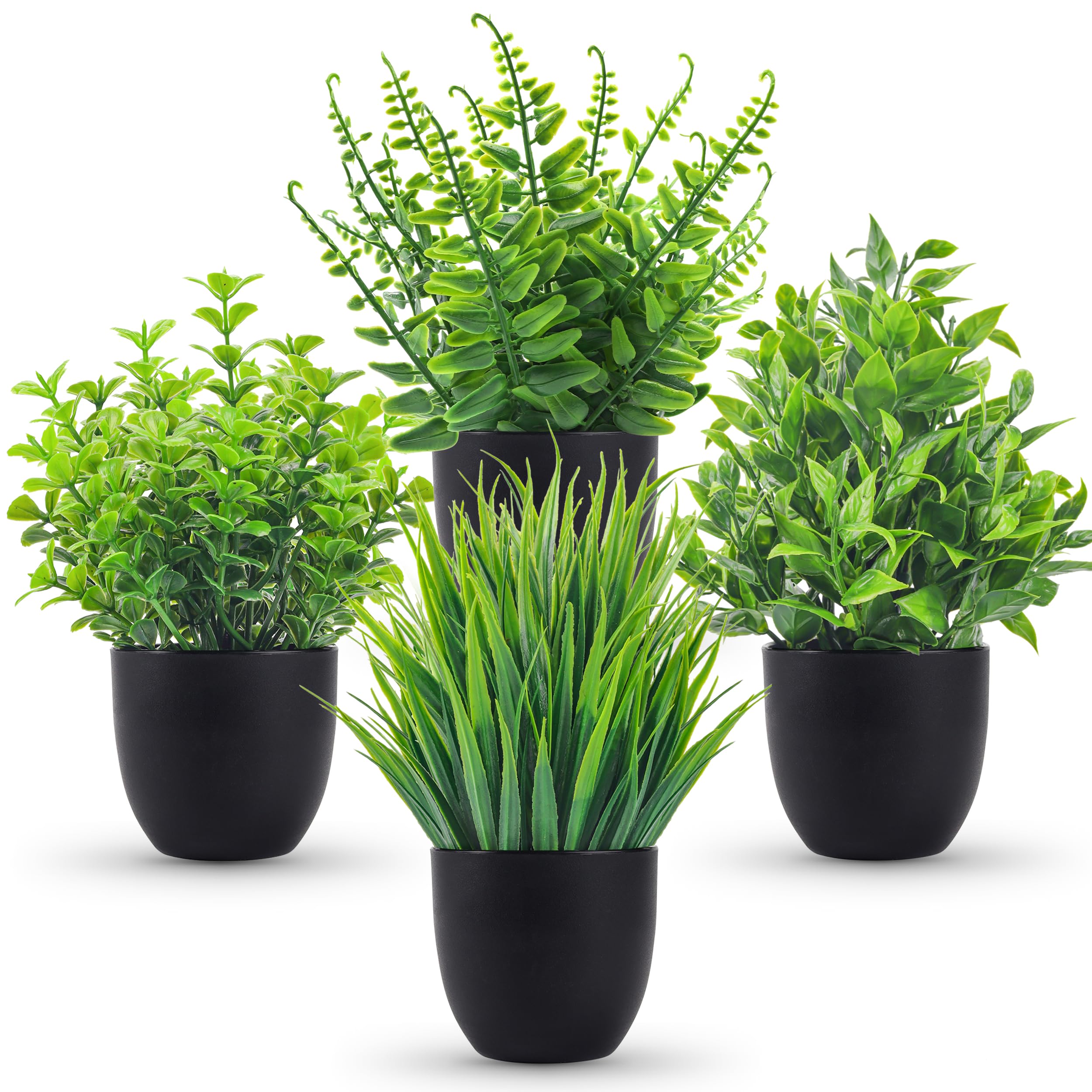 Home Bathroom Gadgets - 4 Packs Fake Plants Artificial Plants