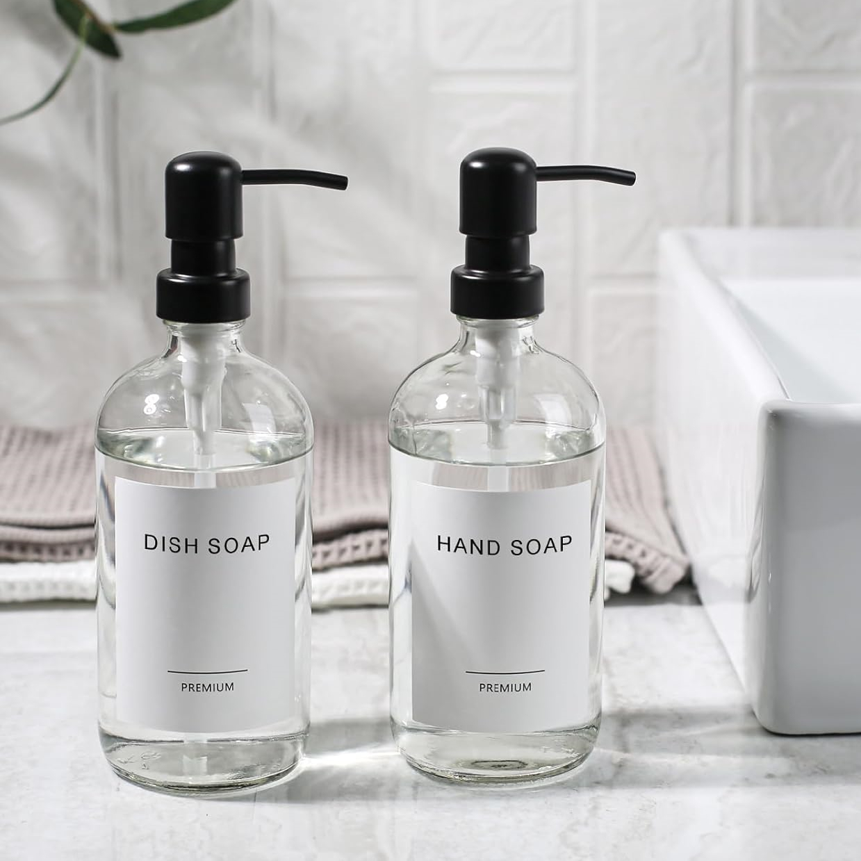 Glass Soap Dish - Clear Glass Soap Dispenser, Bathroom Kitchen