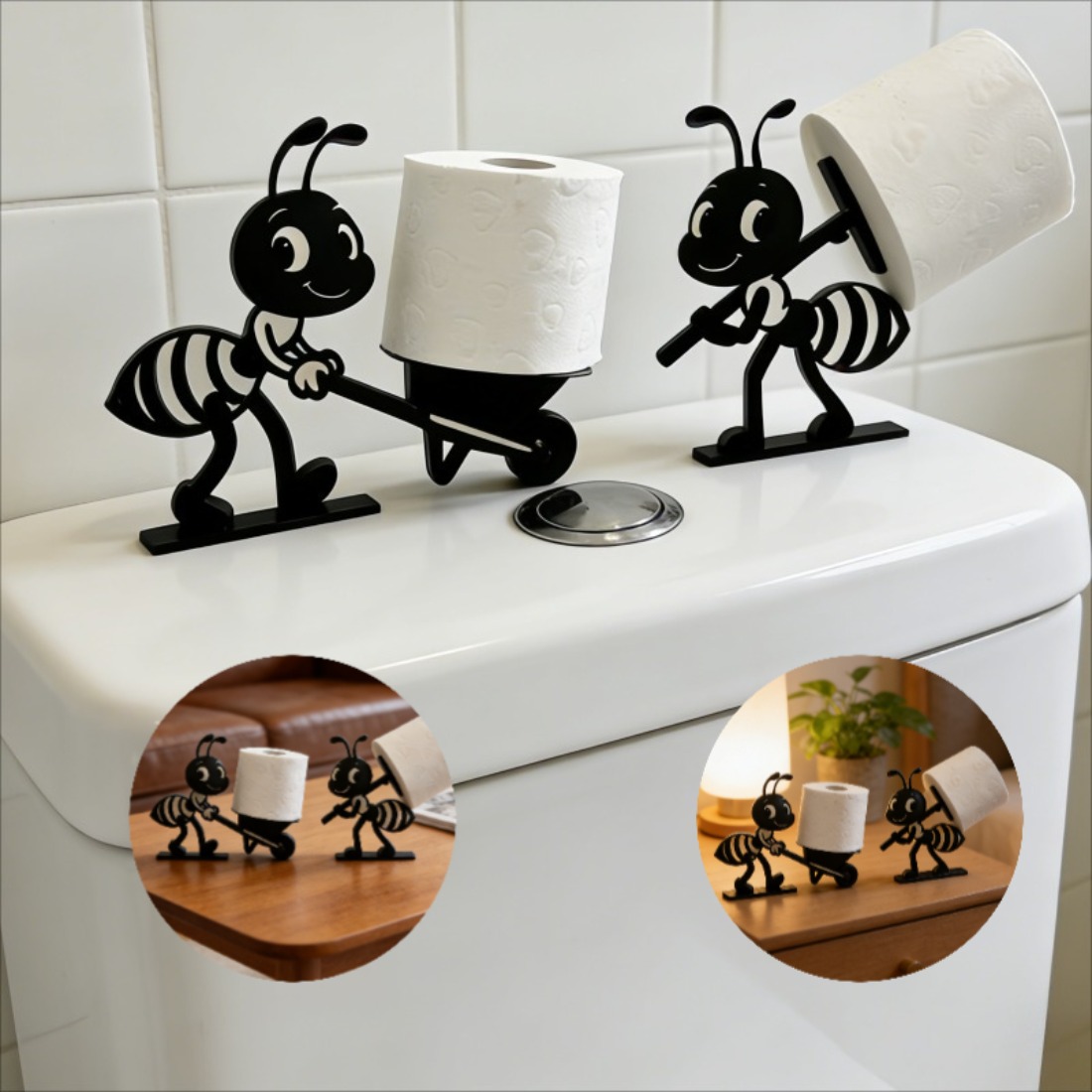 Toilet Paper Holder - 2-Pack Ant-Shaped Tissue Holders, Multifunctional Decor
