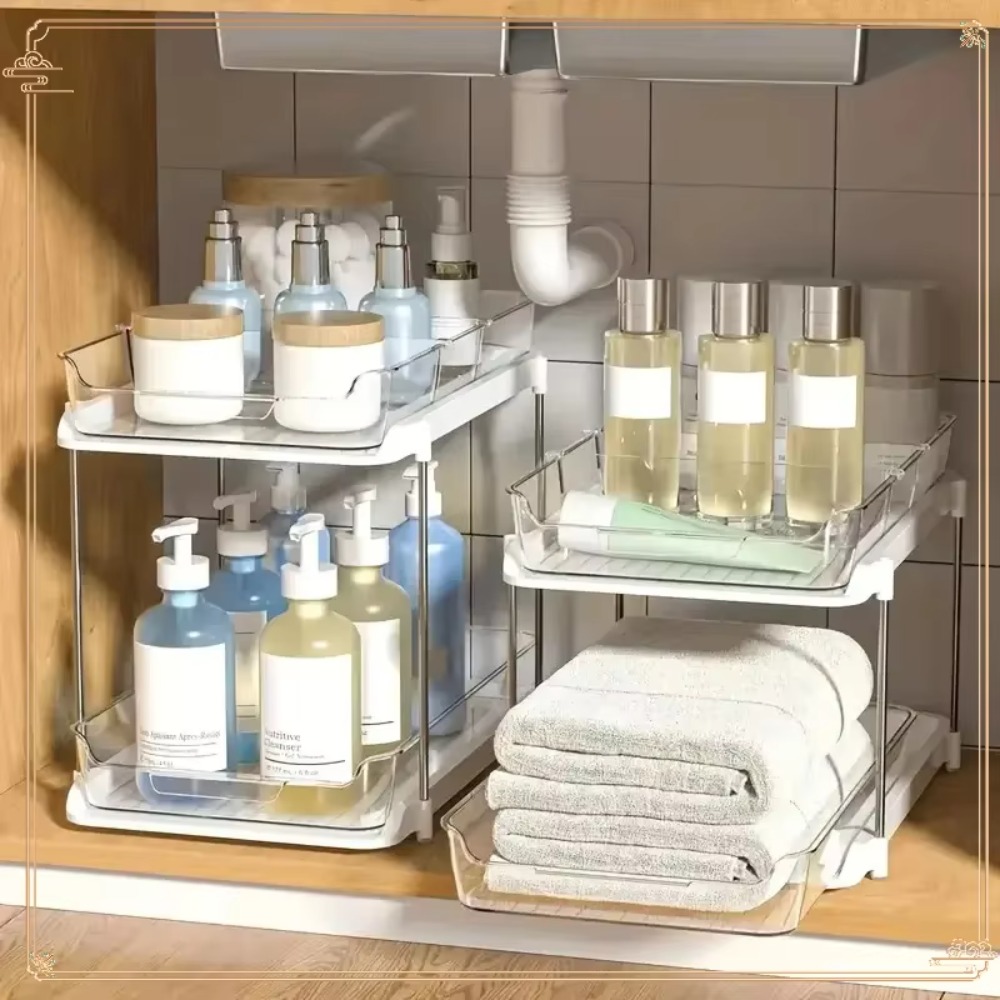 Home Goods Bathroom Cabinets - 2-Tier Multi-Purpose Bathroom Cabinet Organizer, Pull