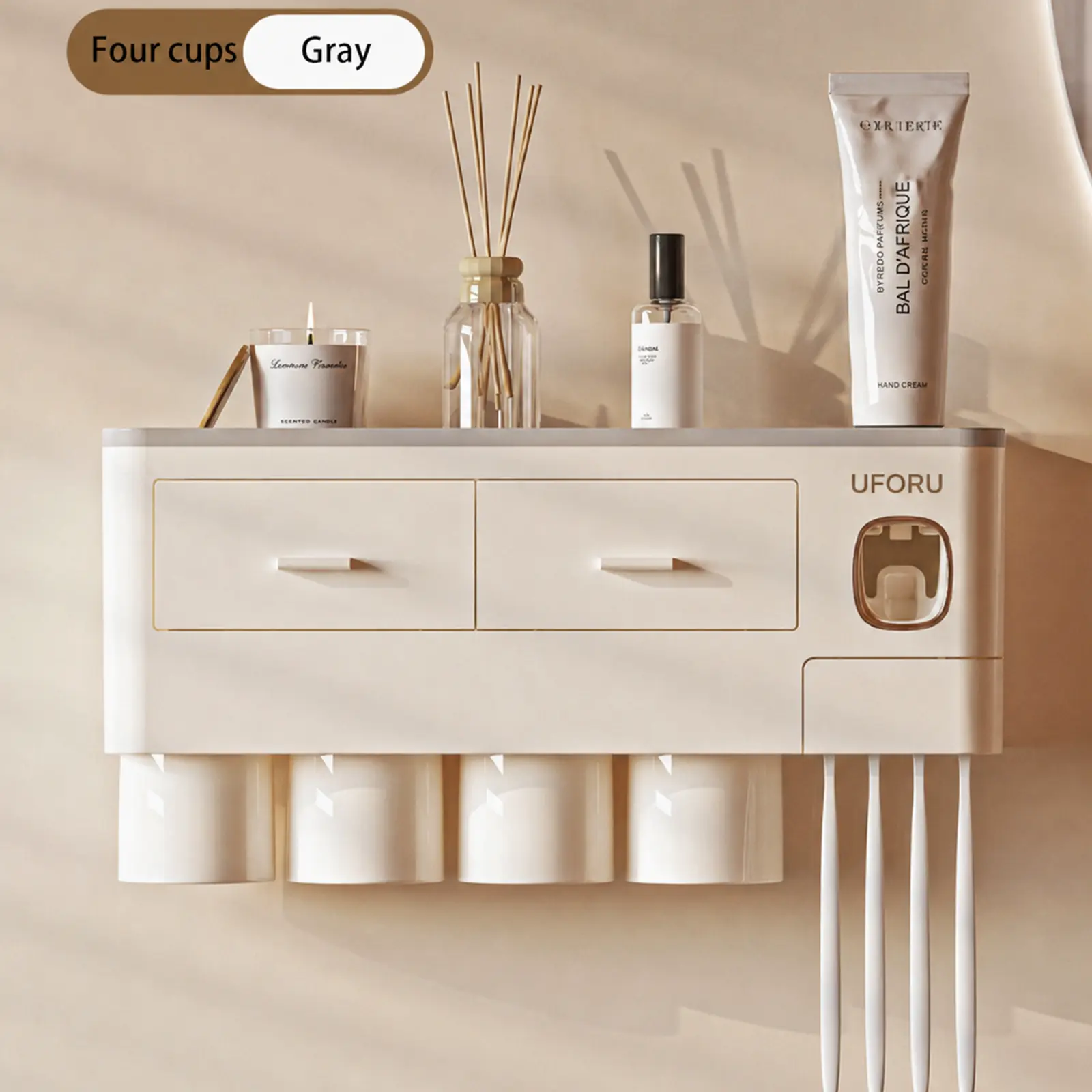 Home Essentials Bathroom Storage - 2-4 Cup Capacity Bathroom Toothbrush Holder