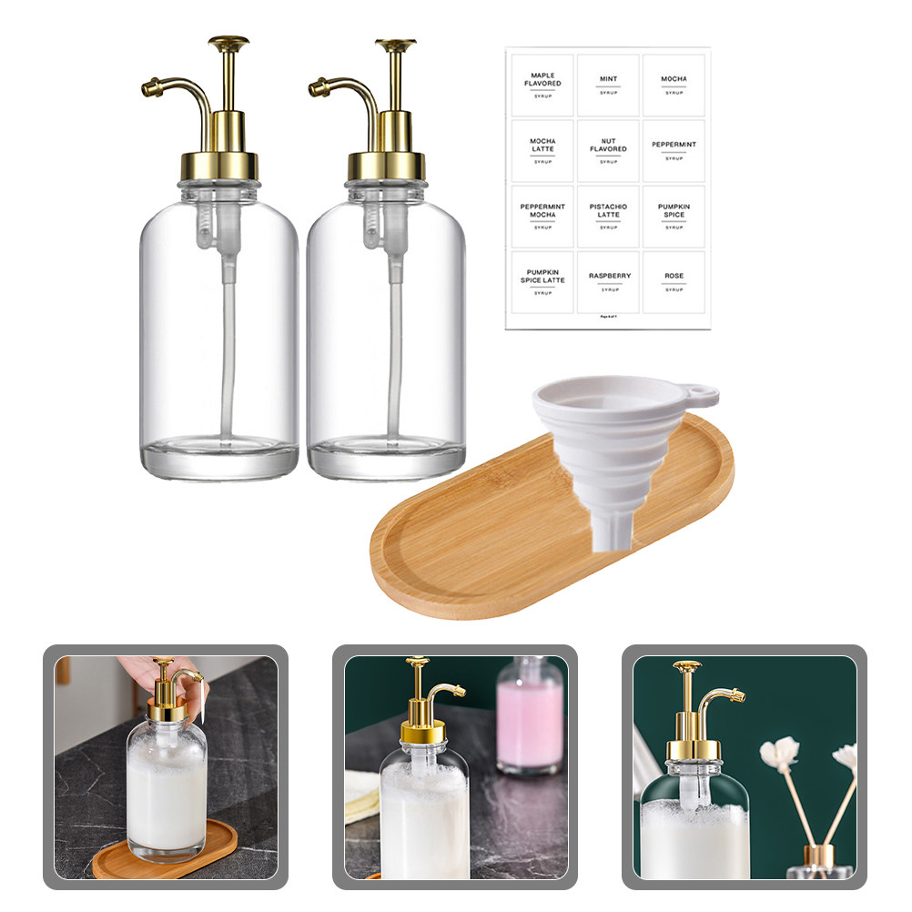 Glass Soap Dish - 2Pcs Stylish Press Pump Glass Dispenser