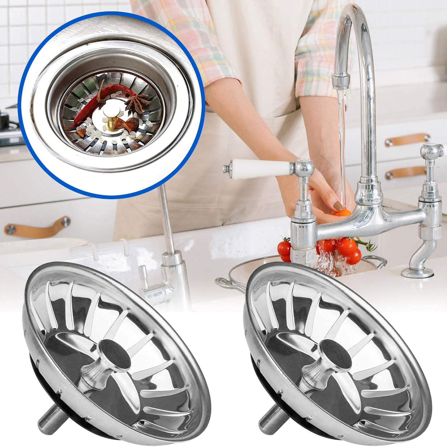 Home Bathroom Gadgets - Sink Strainer Drains Filter Stainless Steel