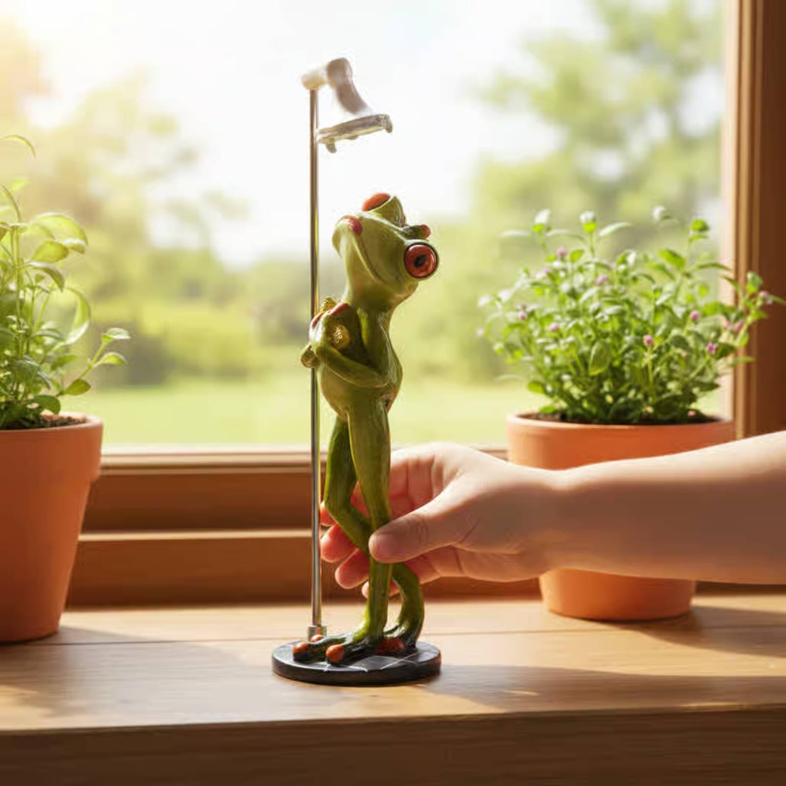 Home For Bathroom - Showering Frog Figurine Novelty Item Bathing