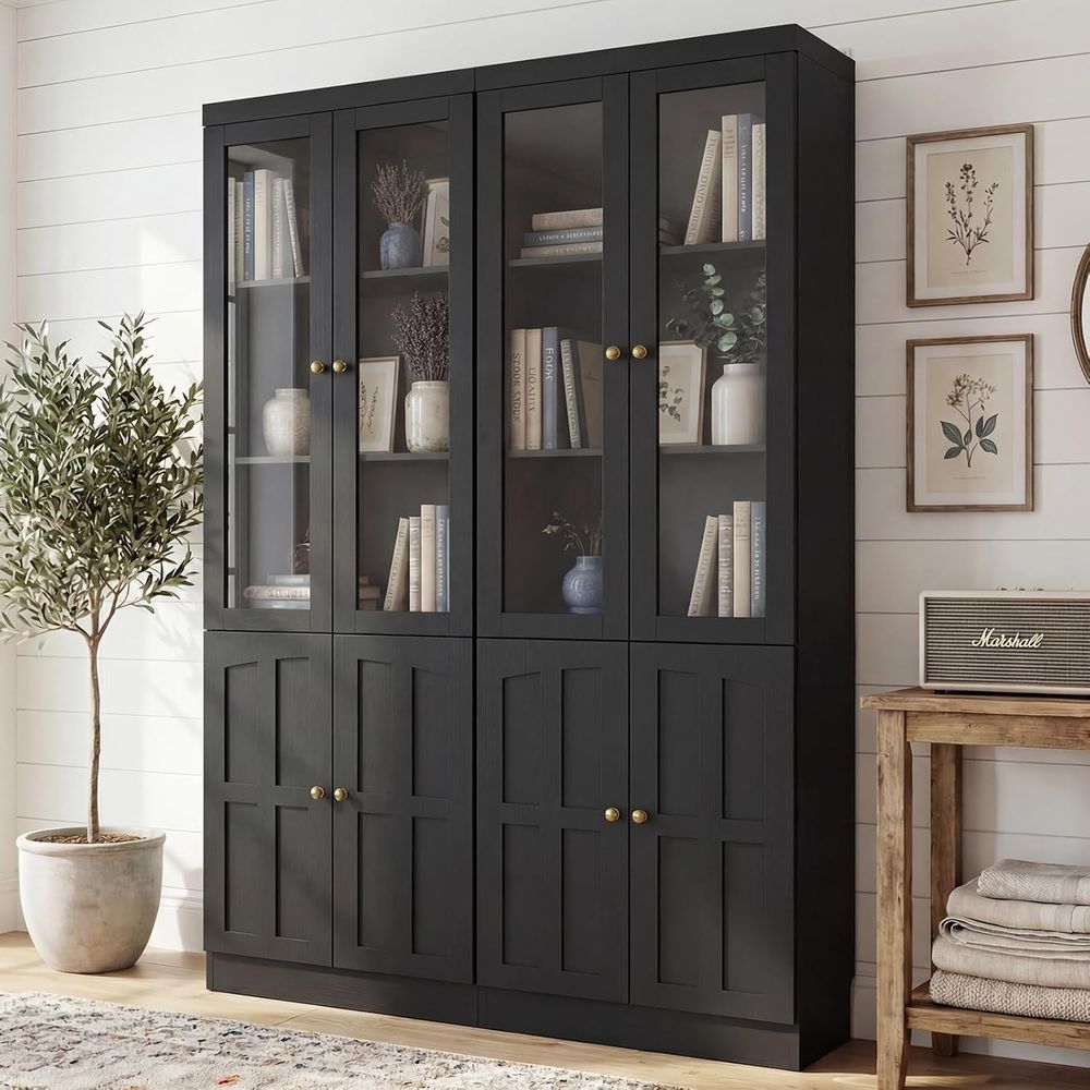 Home & Bathroom Building Products Pte Ltd - 80 Tall Glass Door Bookcase with