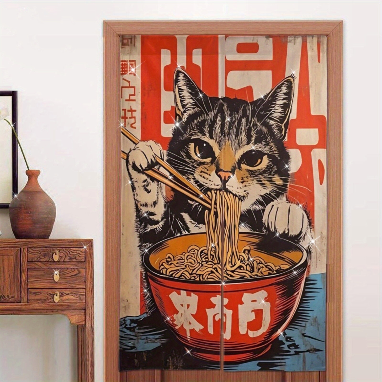 Japanese Home Bathroom Design - Japanese Lucky Cat Noren Door Curtain