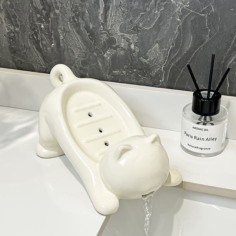 Home Bathroom Gadgets - Cute Cat Drain Soap Holder Container