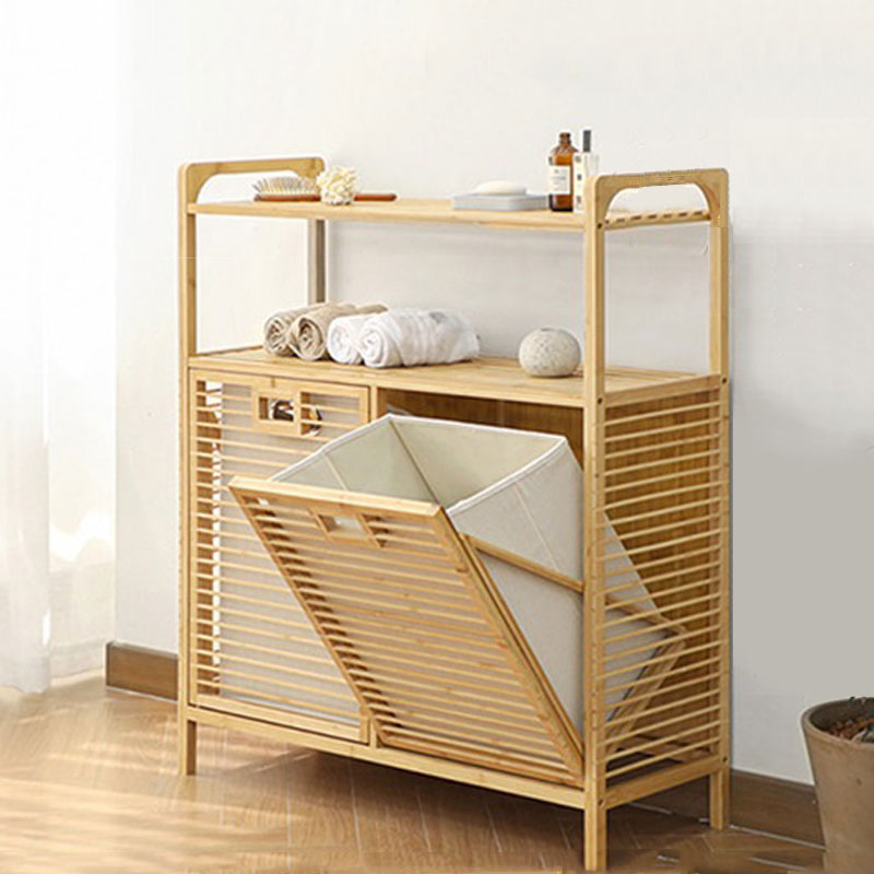Home Goods Bathroom Cabinets - Bamboo Laundry Basket for Bedroom Multi-Layer