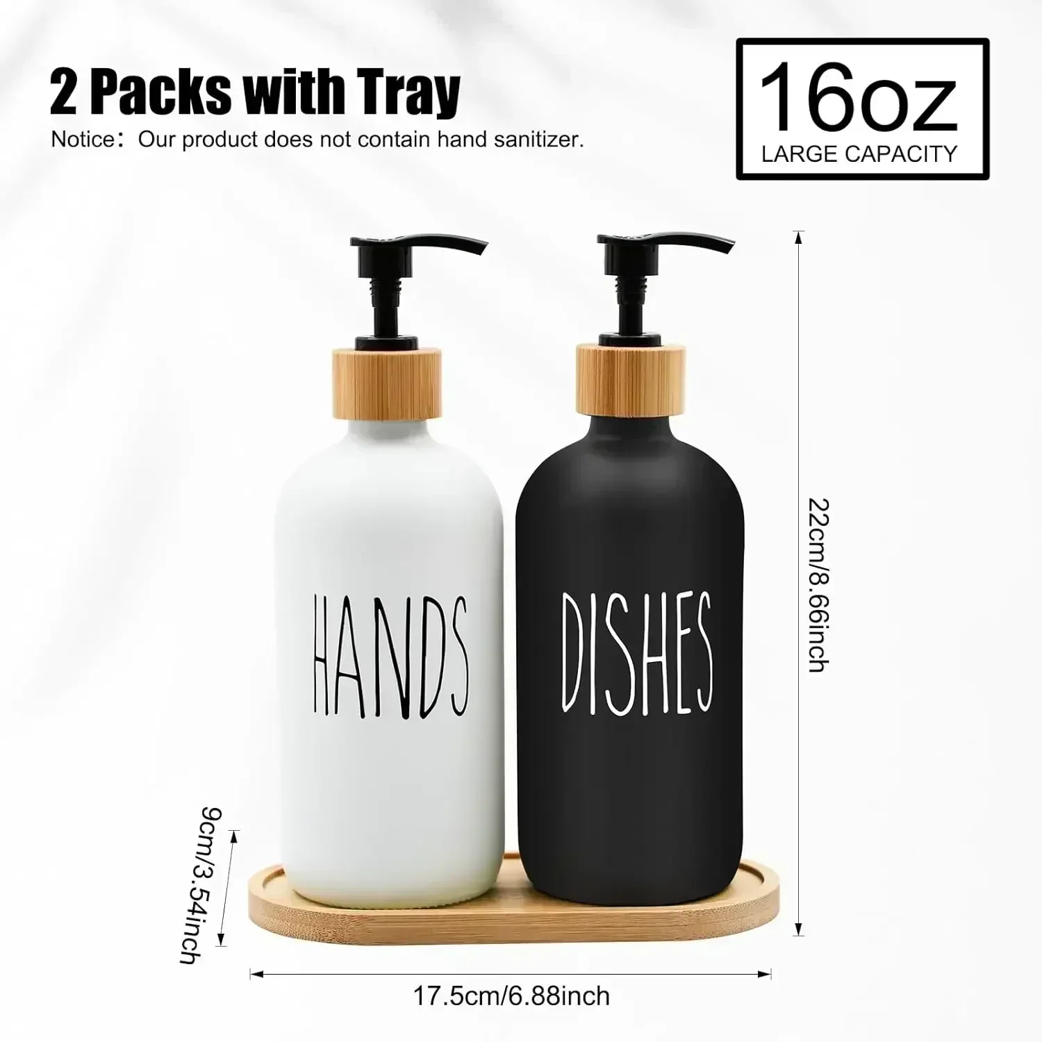 Glass Soap Dish - Dish Soap Dispenser Set with Bamboo
