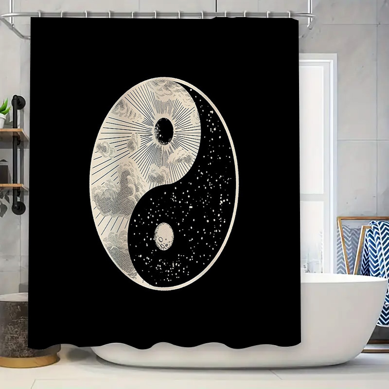Japanese Home Bathroom Design - Yin Yang Shower Curtain Japanese Zen