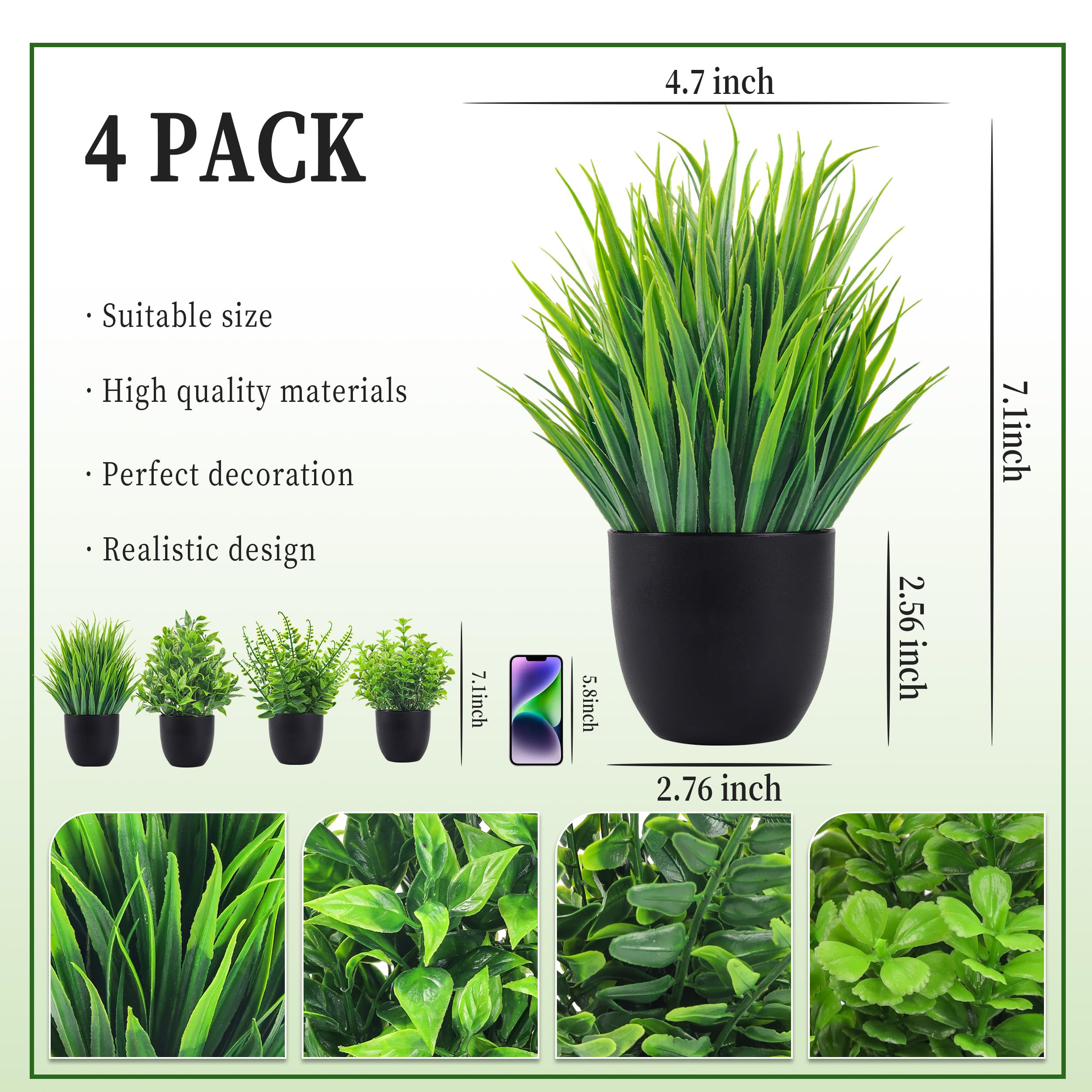 4 Packs Fake Plants Artificial - огляд і ціна Home Bathroom Gadgets