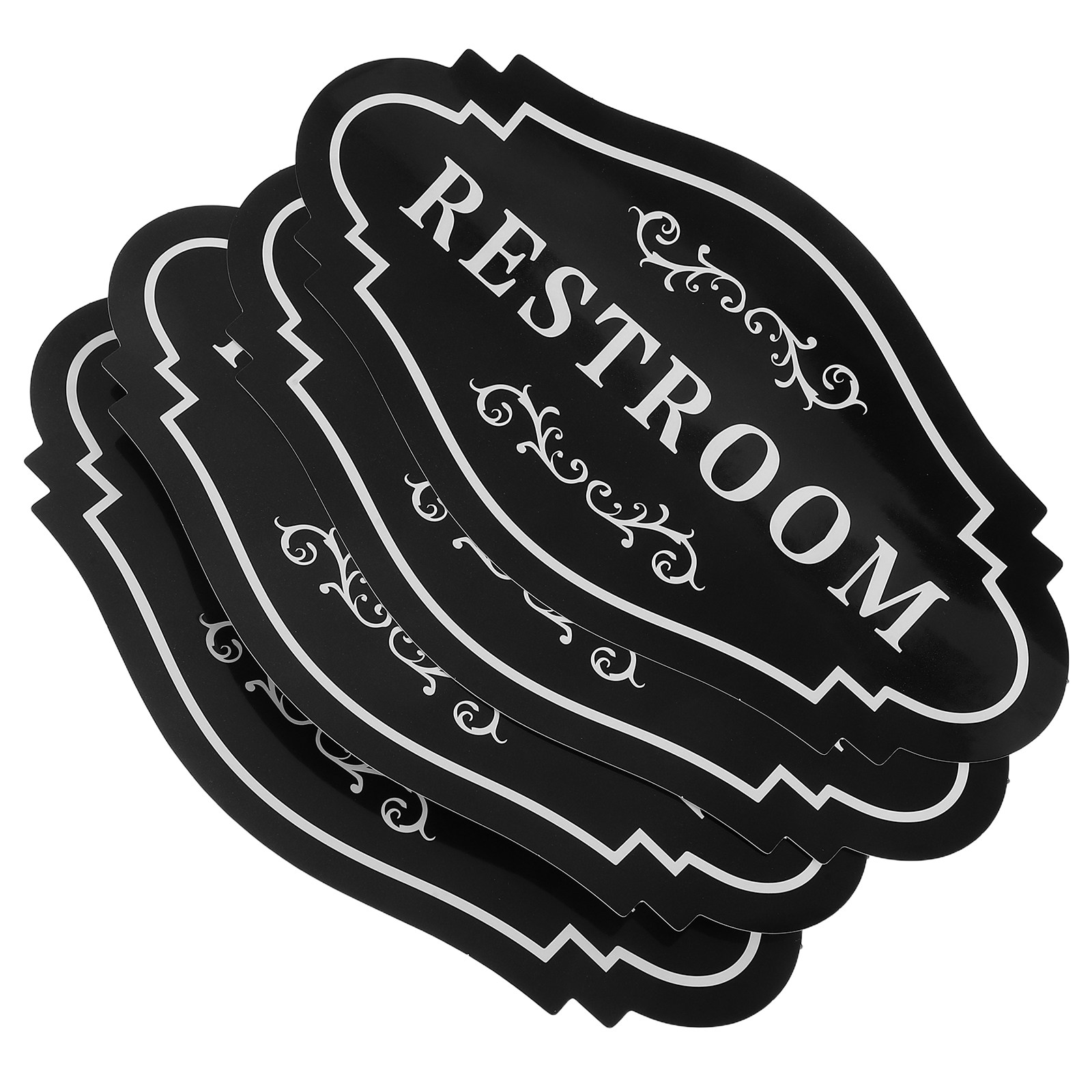 4Pcs Black Waterproof Vinyl Re - огляд і ціна Home Bathroom Signs