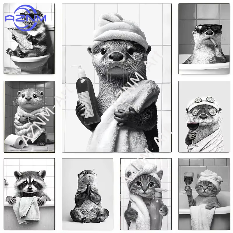 1PC Funny Otter Raccoon Bathro - огляд і ціна Home Bathroom Pictures
