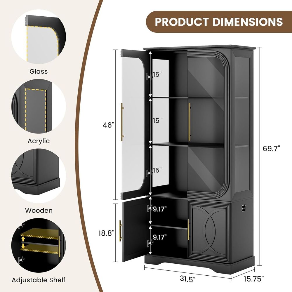 69 Tall Glass Display Cabinet  - огляд і ціна Home & Bathroom Building Products Pte Ltd