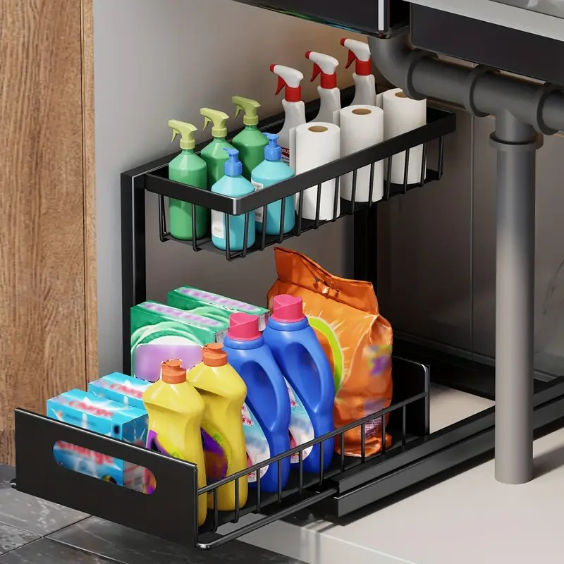 2 Tier Under Sink Organizer Pu - огляд і ціна Home Goods Bathroom Cabinets
