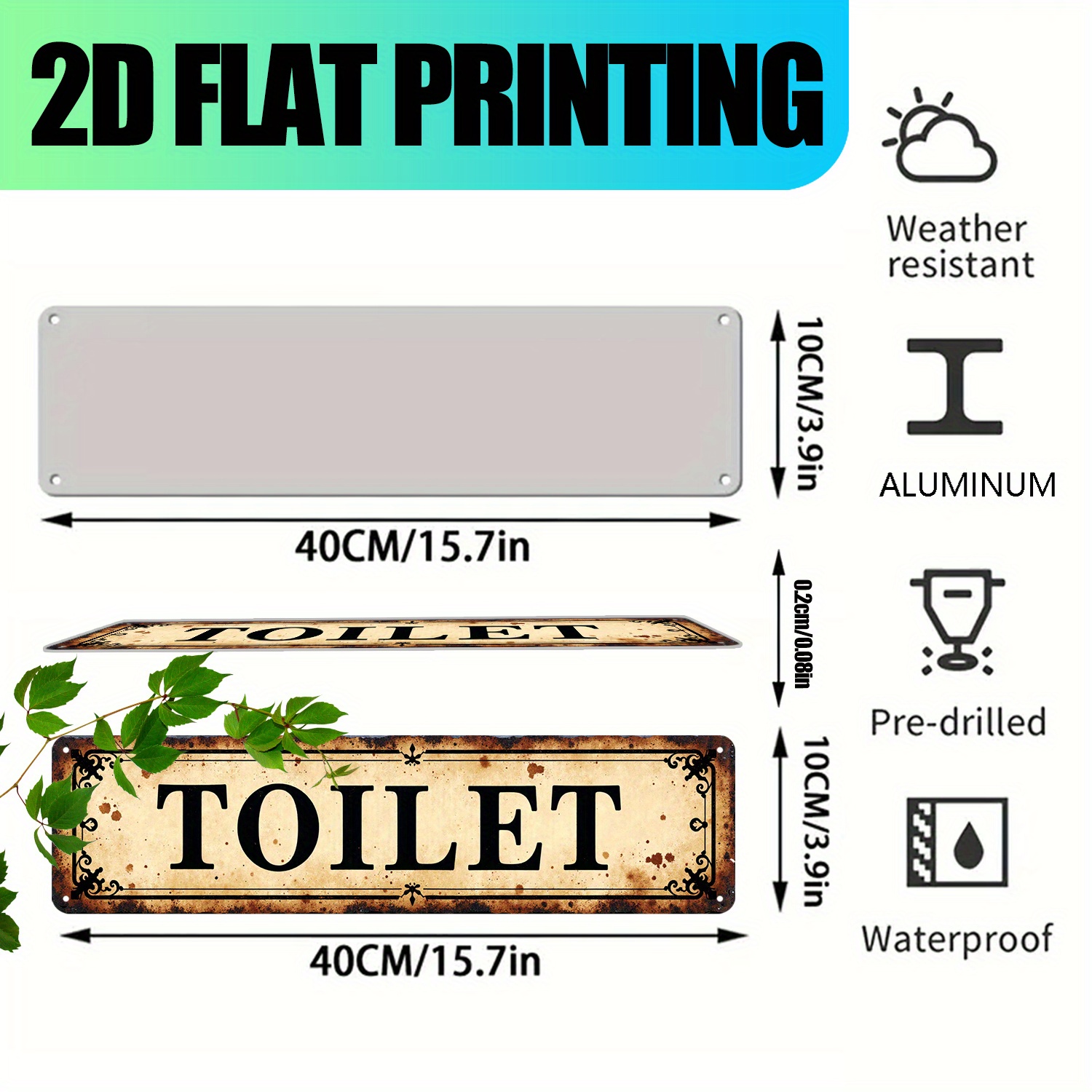 2D Flat, Vintage Aluminum Wall - огляд і ціна Home Bathroom Signs