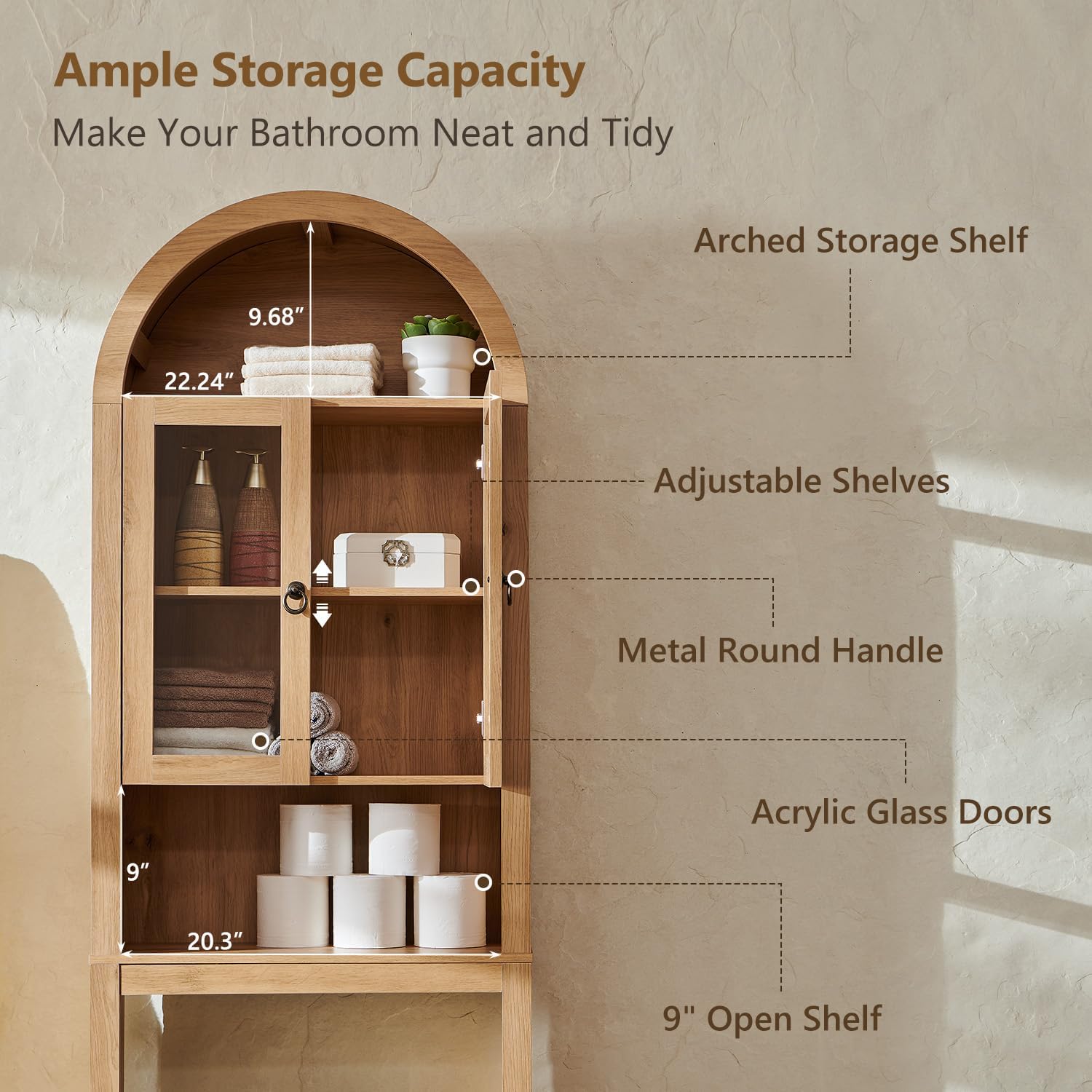 Arched Over The Toilet Storage - огляд і ціна Home Goods Bathroom Cabinets