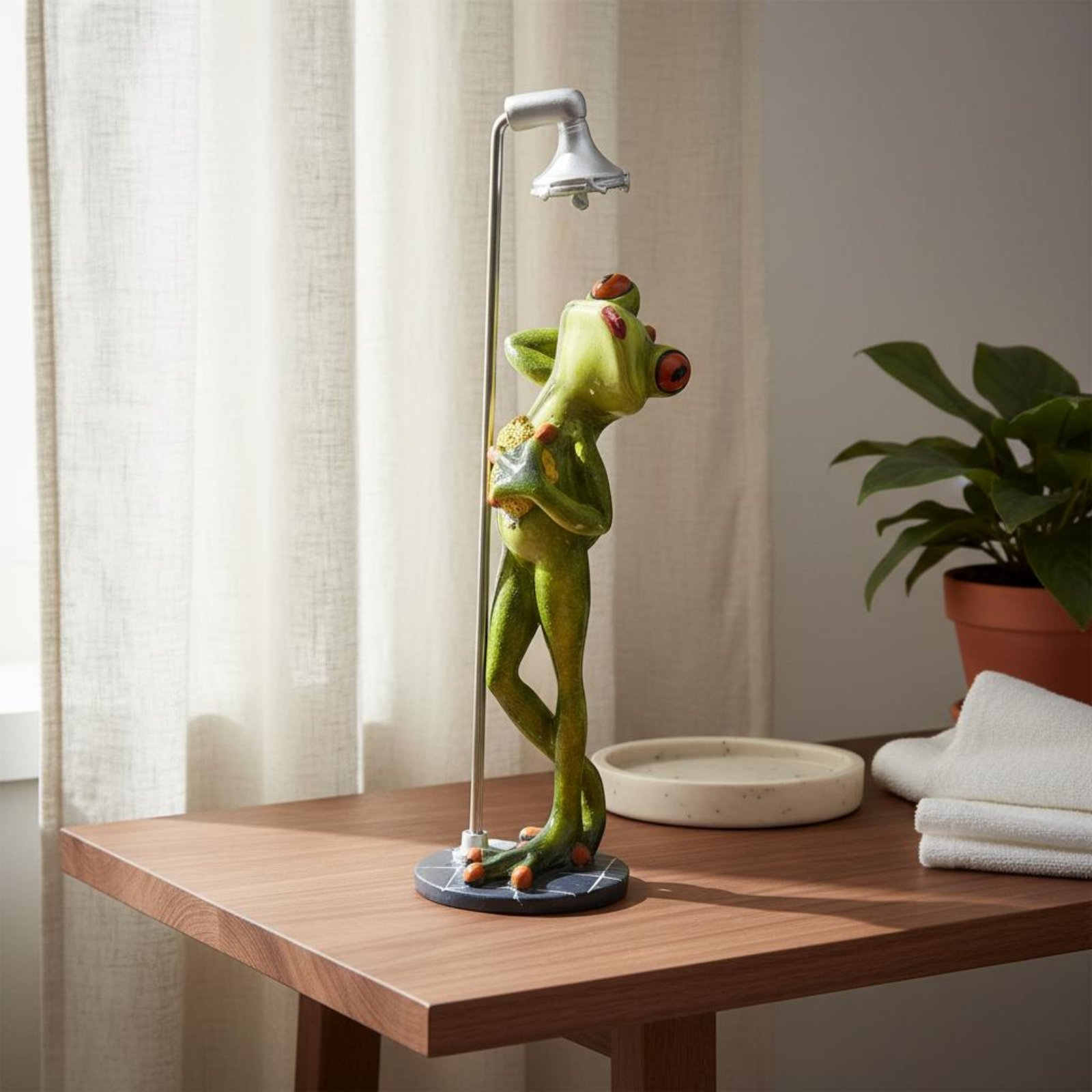 Showering Frog Figurine Novelt - огляд і ціна Home For Bathroom