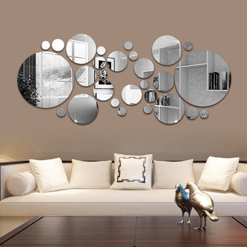 26pcs Round Acrylic Mirror Sti - огляд і ціна Home Theater Bathroom