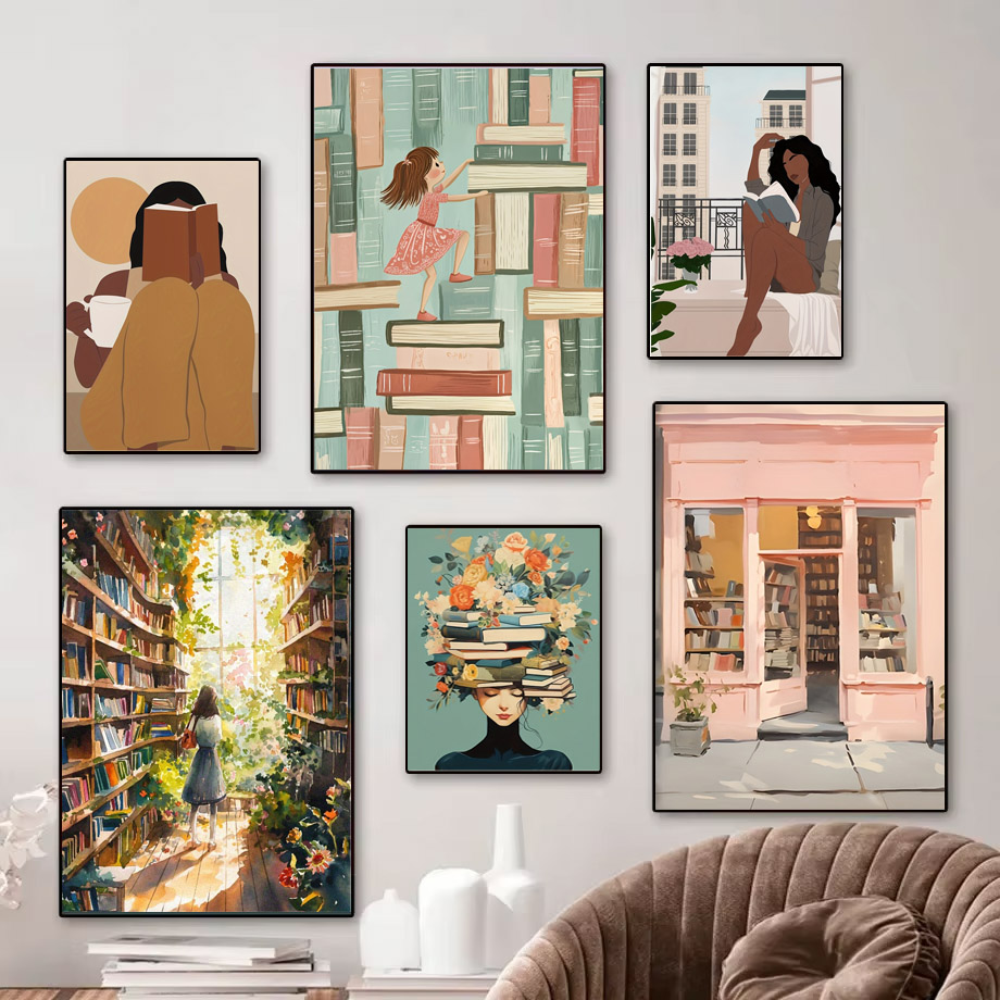 1pc Vintage Library Bookshop C - огляд і ціна Home Bathroom Pictures