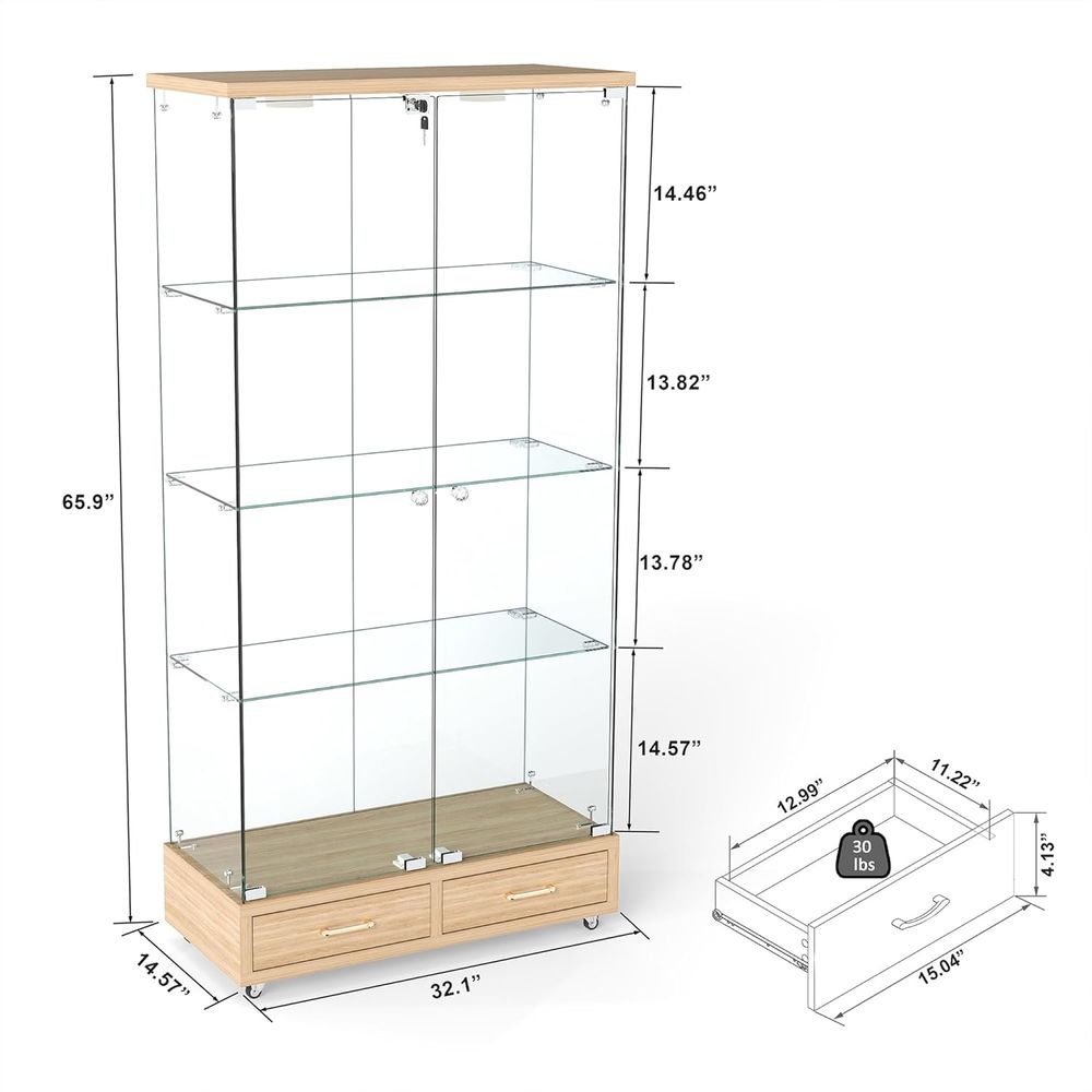 4-Tier Glass Cabinet with LED  - огляд і ціна Home & Bathroom Building Products Pte Ltd