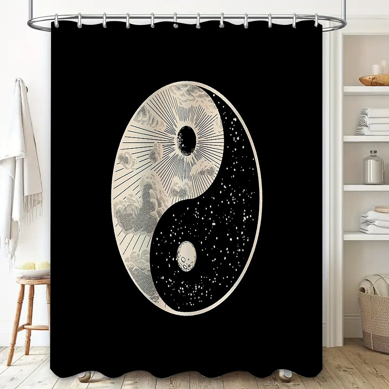 Yin Yang Shower Curtain Japane - огляд і ціна Japanese Home Bathroom Design