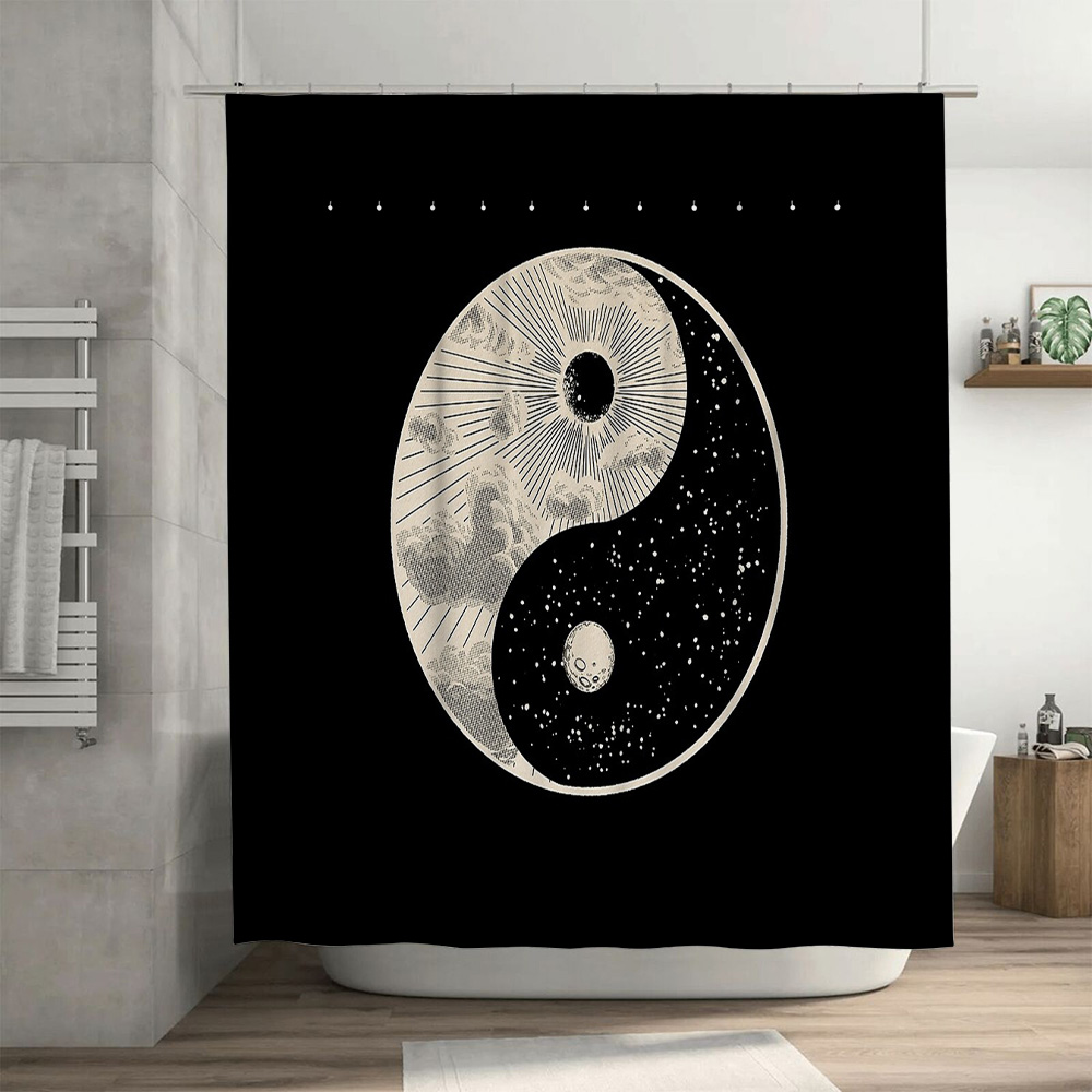 Yin Yang Shower Curtain Japane - огляд і ціна Japanese Home Bathroom Design