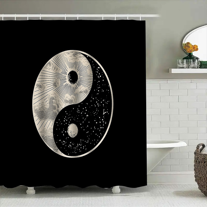Yin Yang Shower Curtain Japane - огляд і ціна Japanese Home Bathroom Design