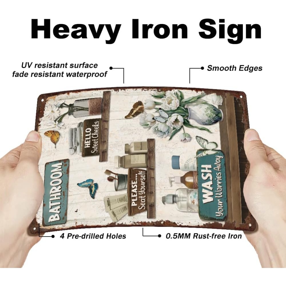 Bathroom Floral Tin Signs Vint - огляд і ціна Home Bathroom Signs