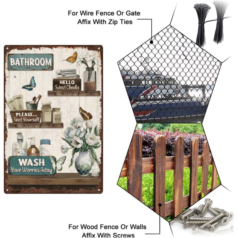 Bathroom Floral Tin Signs Vint - огляд і ціна Home Bathroom Signs