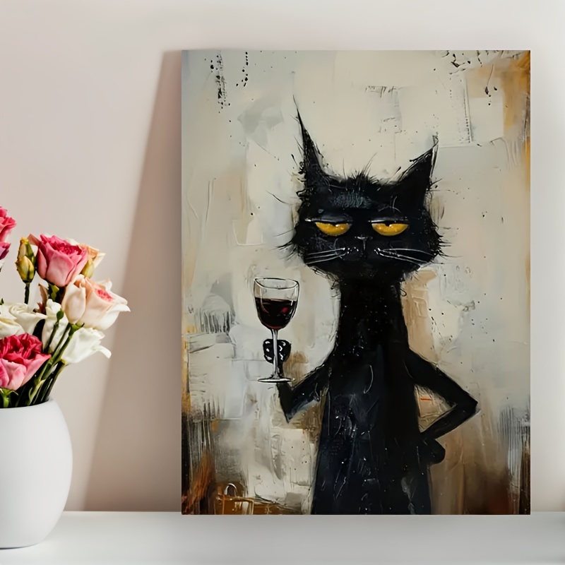 Chic Black Cat Art Canvas Prin - огляд і ціна Home Bathroom Pictures