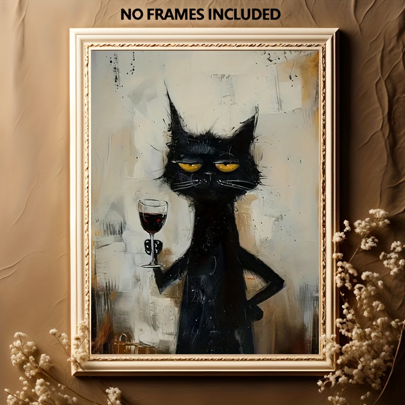 Chic Black Cat Art Canvas Prin - огляд і ціна Home Bathroom Pictures