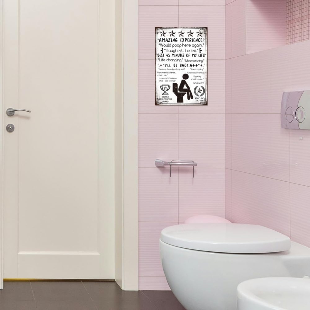 Funny Bathroom Metal Tin Sign  - огляд і ціна Home Bathroom Signs